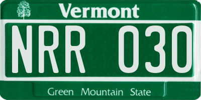VT license plate NRR030