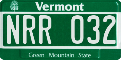 VT license plate NRR032