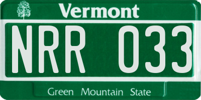 VT license plate NRR033
