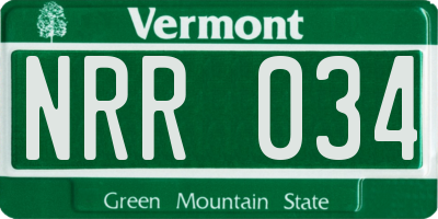 VT license plate NRR034