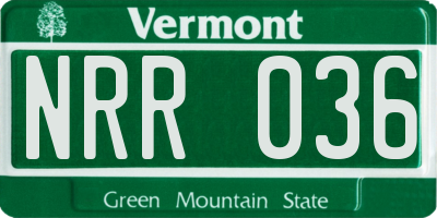 VT license plate NRR036