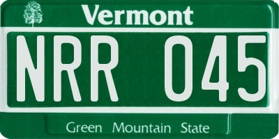 VT license plate NRR045