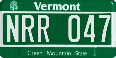 VT license plate NRR047