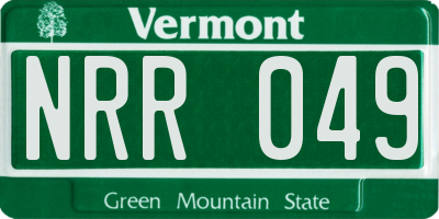 VT license plate NRR049
