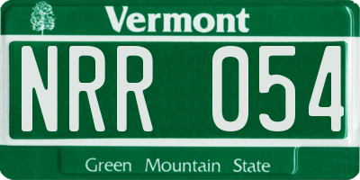 VT license plate NRR054
