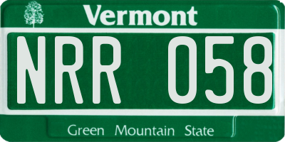 VT license plate NRR058