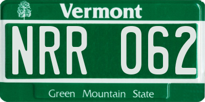 VT license plate NRR062