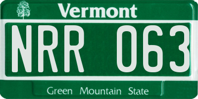 VT license plate NRR063