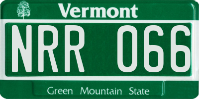 VT license plate NRR066