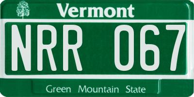 VT license plate NRR067