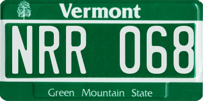 VT license plate NRR068