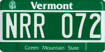 VT license plate NRR072