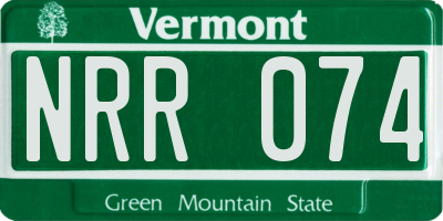 VT license plate NRR074