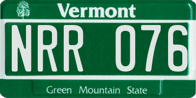 VT license plate NRR076