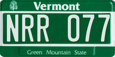 VT license plate NRR077