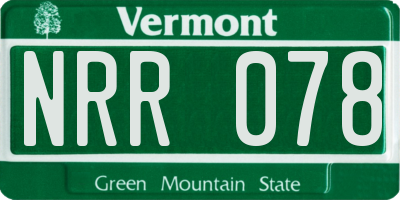 VT license plate NRR078