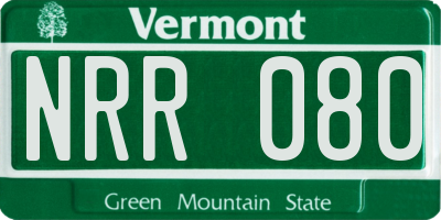 VT license plate NRR080