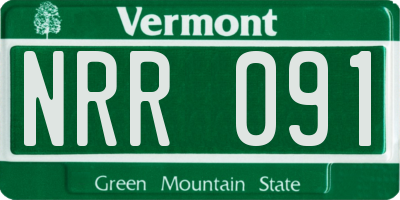 VT license plate NRR091