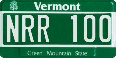 VT license plate NRR100