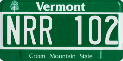 VT license plate NRR102