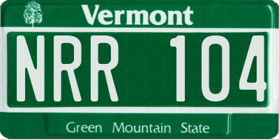 VT license plate NRR104