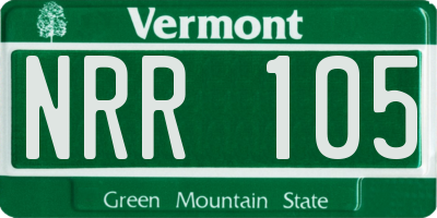 VT license plate NRR105
