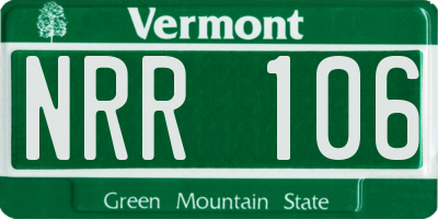 VT license plate NRR106