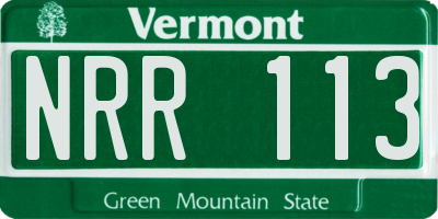 VT license plate NRR113