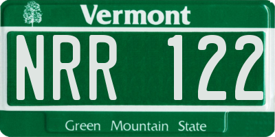 VT license plate NRR122