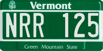 VT license plate NRR125