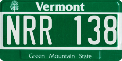VT license plate NRR138