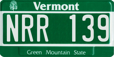 VT license plate NRR139
