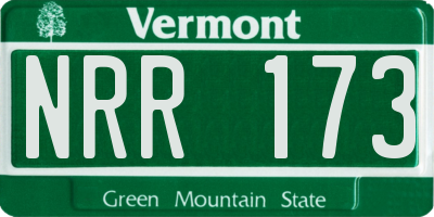 VT license plate NRR173