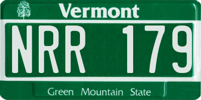 VT license plate NRR179