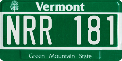 VT license plate NRR181