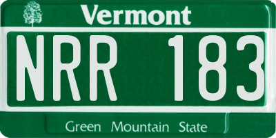 VT license plate NRR183