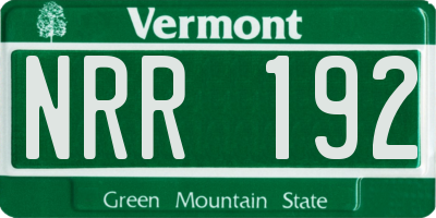 VT license plate NRR192