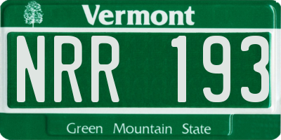 VT license plate NRR193