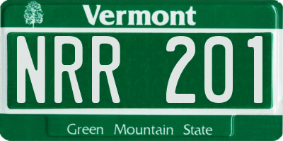 VT license plate NRR201