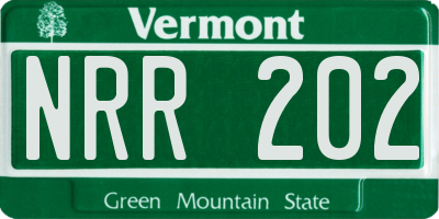 VT license plate NRR202