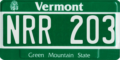 VT license plate NRR203