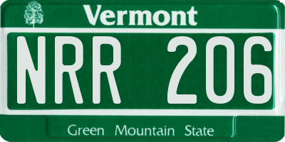VT license plate NRR206