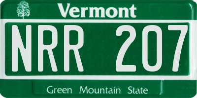 VT license plate NRR207