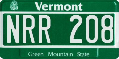 VT license plate NRR208