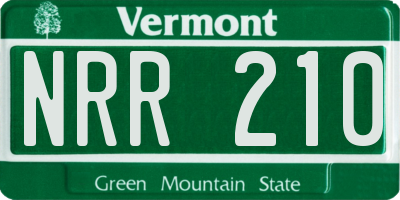 VT license plate NRR210