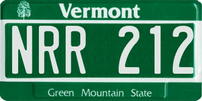 VT license plate NRR212