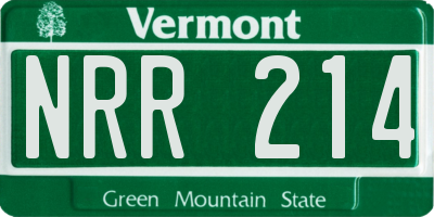 VT license plate NRR214