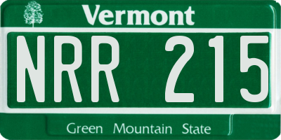 VT license plate NRR215