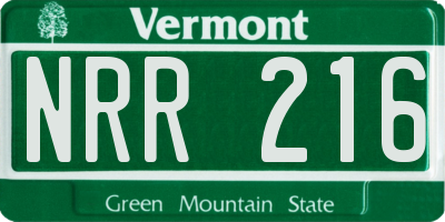 VT license plate NRR216