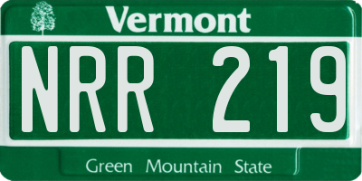 VT license plate NRR219